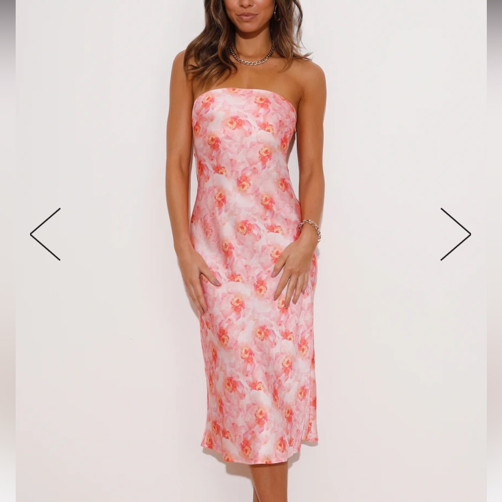 Hello Molly WITH FRIENDS SATIN MIDI DRESS PINK NWT 🏷️
